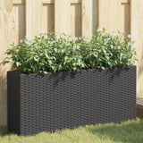 Garden Planter with 2 Pots Black 90x20x40 cm Poly Rattan