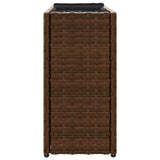 Garden Planter with 2 Pots Brown 90x20x40 cm Poly Rattan