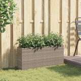Garden Planter with 2 Pots Grey 90x20x40 cm Poly Rattan