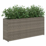 Garden Planter with 2 Pots Grey 90x20x40 cm Poly Rattan