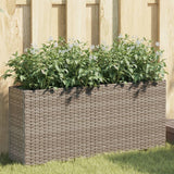 Garden Planter with 2 Pots Grey 90x20x40 cm Poly Rattan