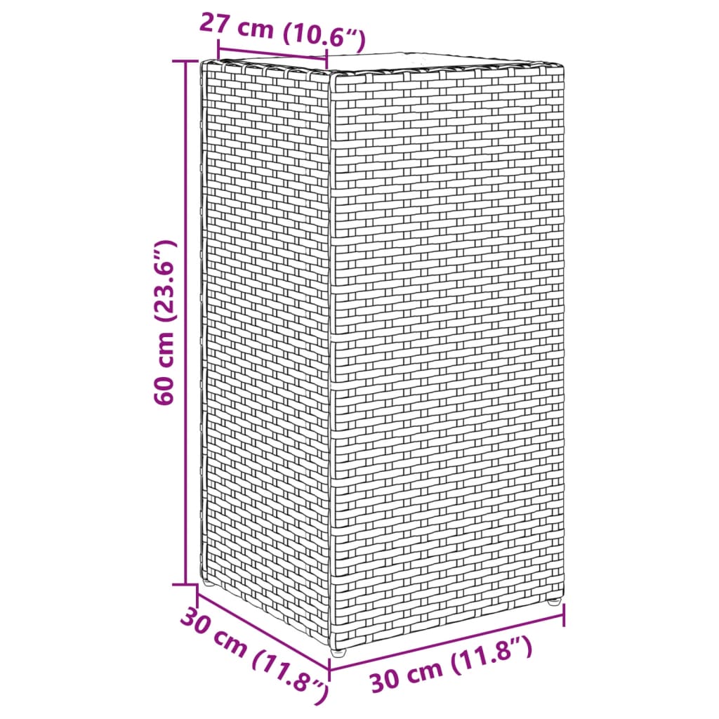 Garden Planter Black 30x30x60 cm Poly Rattan