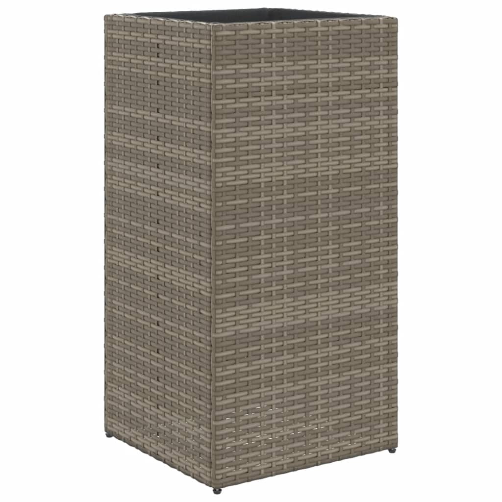Garden Planter Grey 40x40x80 cm Poly Rattan