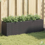 Garden Planter with 3 Pots Black 105x30x32 cm Poly Rattan