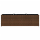 Garden Planter with 3 Pots Brown 105x30x32 cm Poly Rattan
