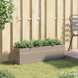 Garden Planter with 3 Pots Grey 105x30x32 cm Poly Rattan