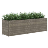 Garden Planter with 3 Pots Grey 105x30x32 cm Poly Rattan