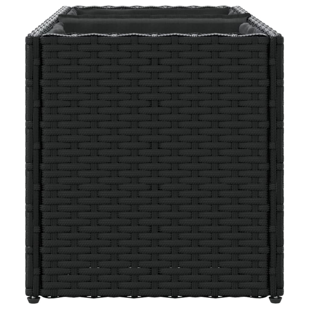 Garden Planter with 2 Pots Black 72x30x32 cm Poly Rattan