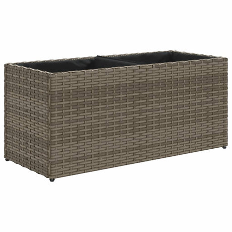 Garden Planter with 2 Pots Grey 72x30x32 cm Poly Rattan