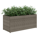 Garden Planter with 2 Pots Grey 72x30x32 cm Poly Rattan