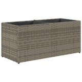 Garden Planter with 2 Pots Grey 72x30x32 cm Poly Rattan