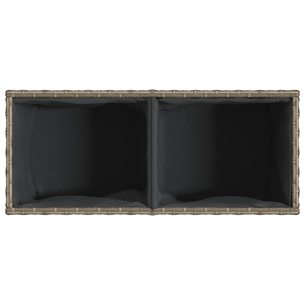 Garden Planter with 2 Pots Grey 72x30x32 cm Poly Rattan