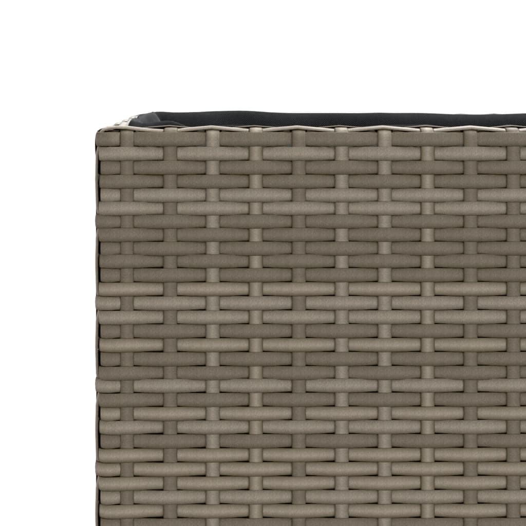 Garden Planter with 2 Pots Grey 72x30x32 cm Poly Rattan