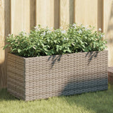 Garden Planter with 2 Pots Grey 72x30x32 cm Poly Rattan