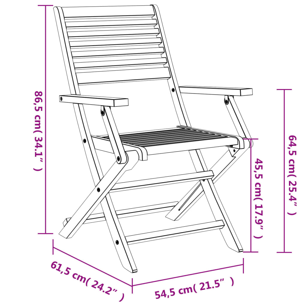 vidaXL Folding Garden Chairs 8 pcs 54.5x61.5x86.5 cm Solid Wood Acacia