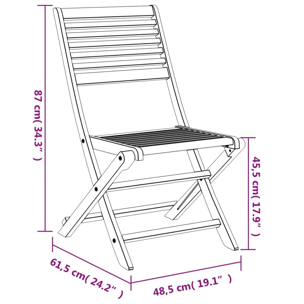 vidaXL Folding Garden Chairs 8 pcs 48.5x61.5x87 cm Solid Wood Acacia