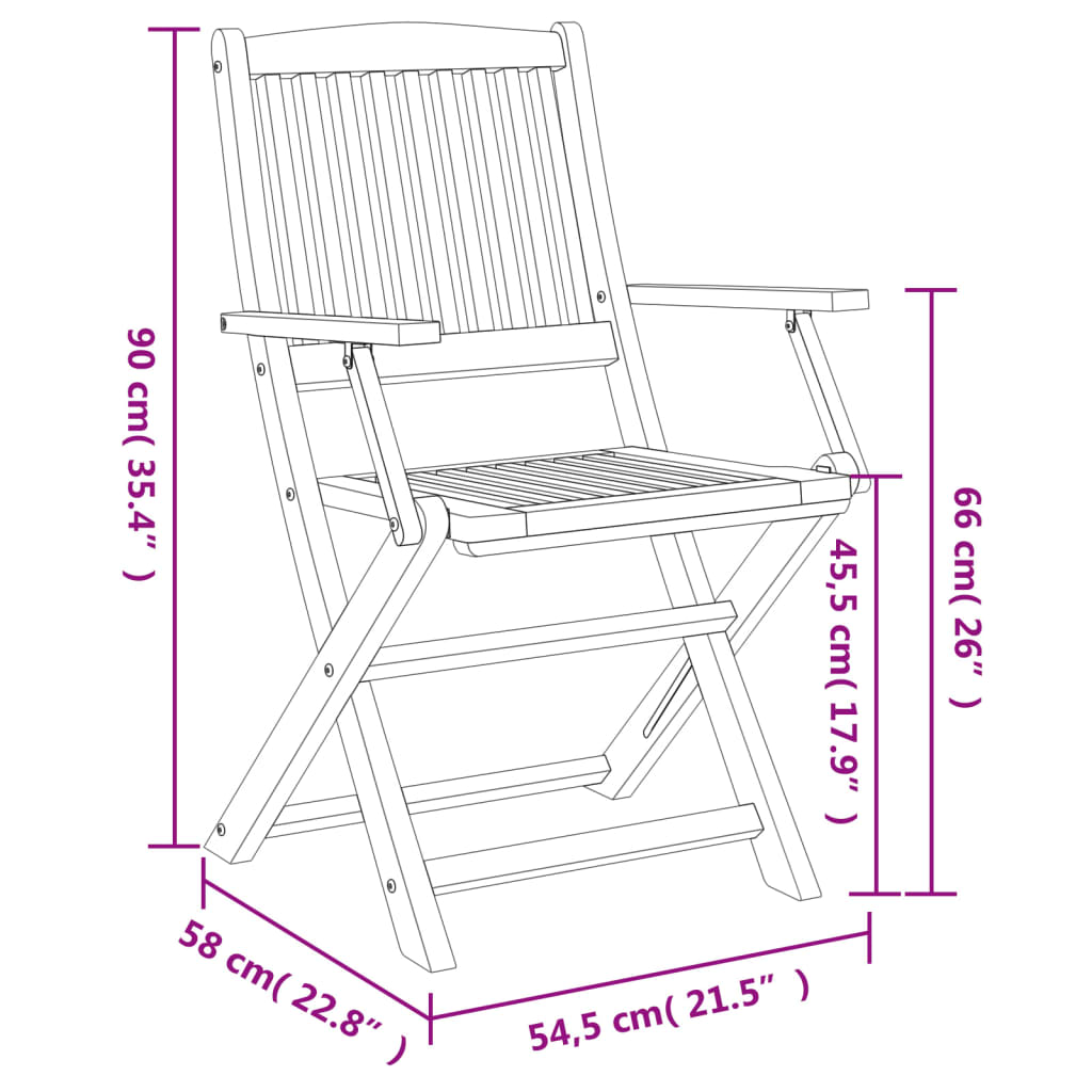 vidaXL Folding Garden Chairs 6 pcs 54.5x58x90 cm Solid Wood Acacia