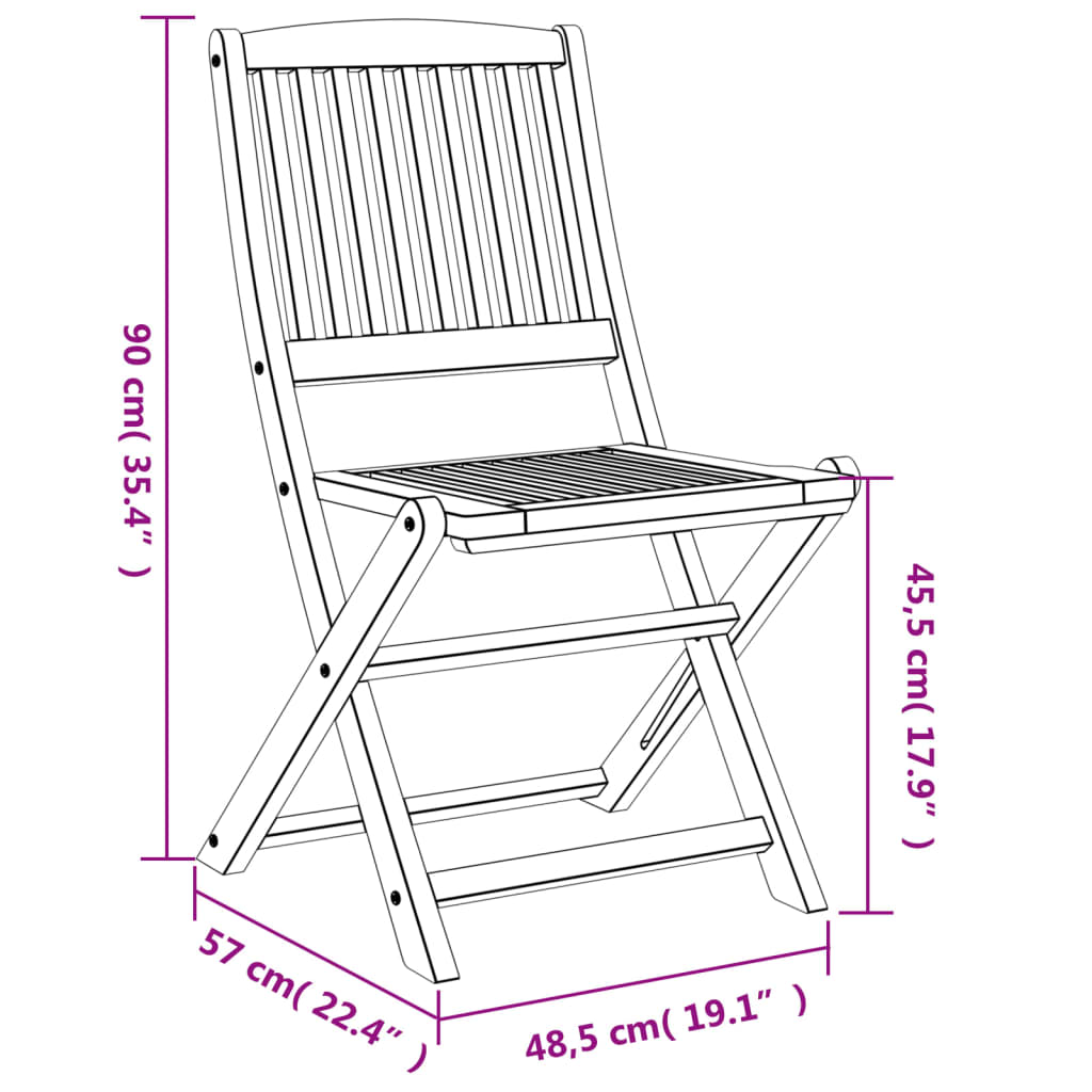 Folding Garden Chairs 8 pcs 48.5x57x90 cm Solid Wood Acacia