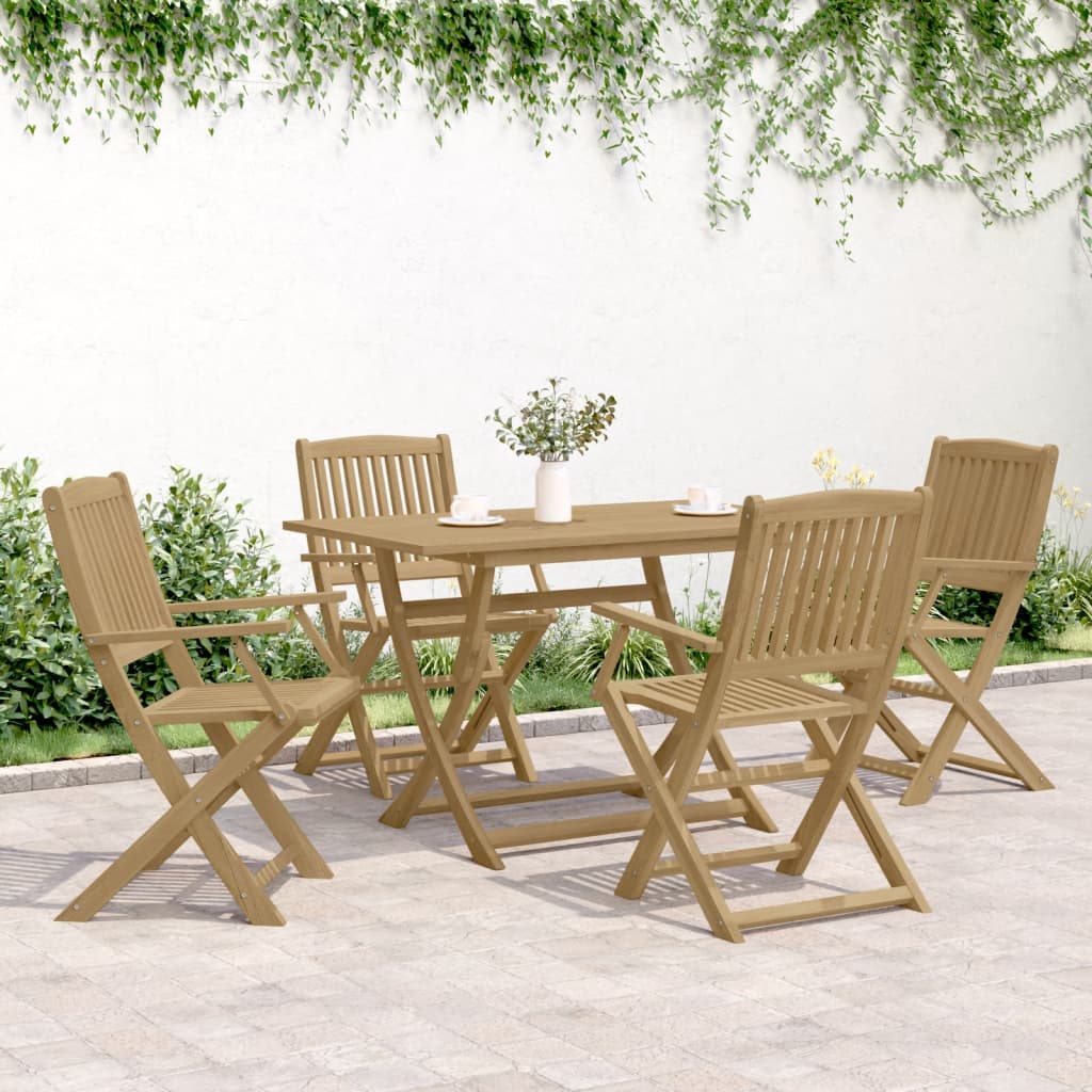 5 Piece Garden Dining Set Solid Wood Acacia