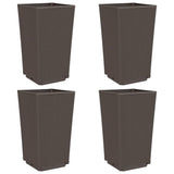 Garden Planters 4 pcs Brown 32.5x32.5x57 cm PP