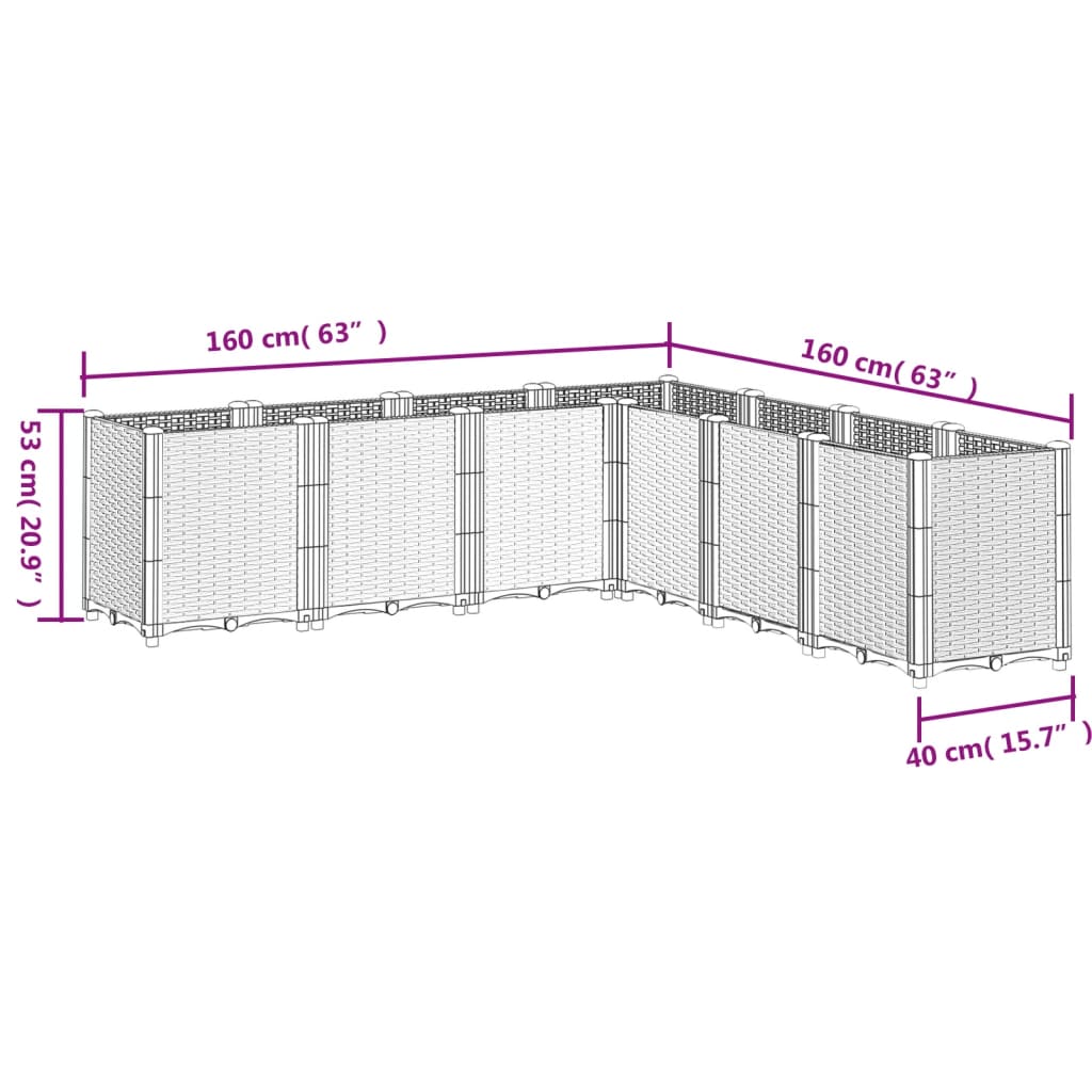 Garden Planter Brown 160x160x53 cm PP