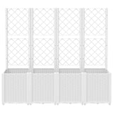 Garden Planter with Trellis White 160x40x140 cm PP