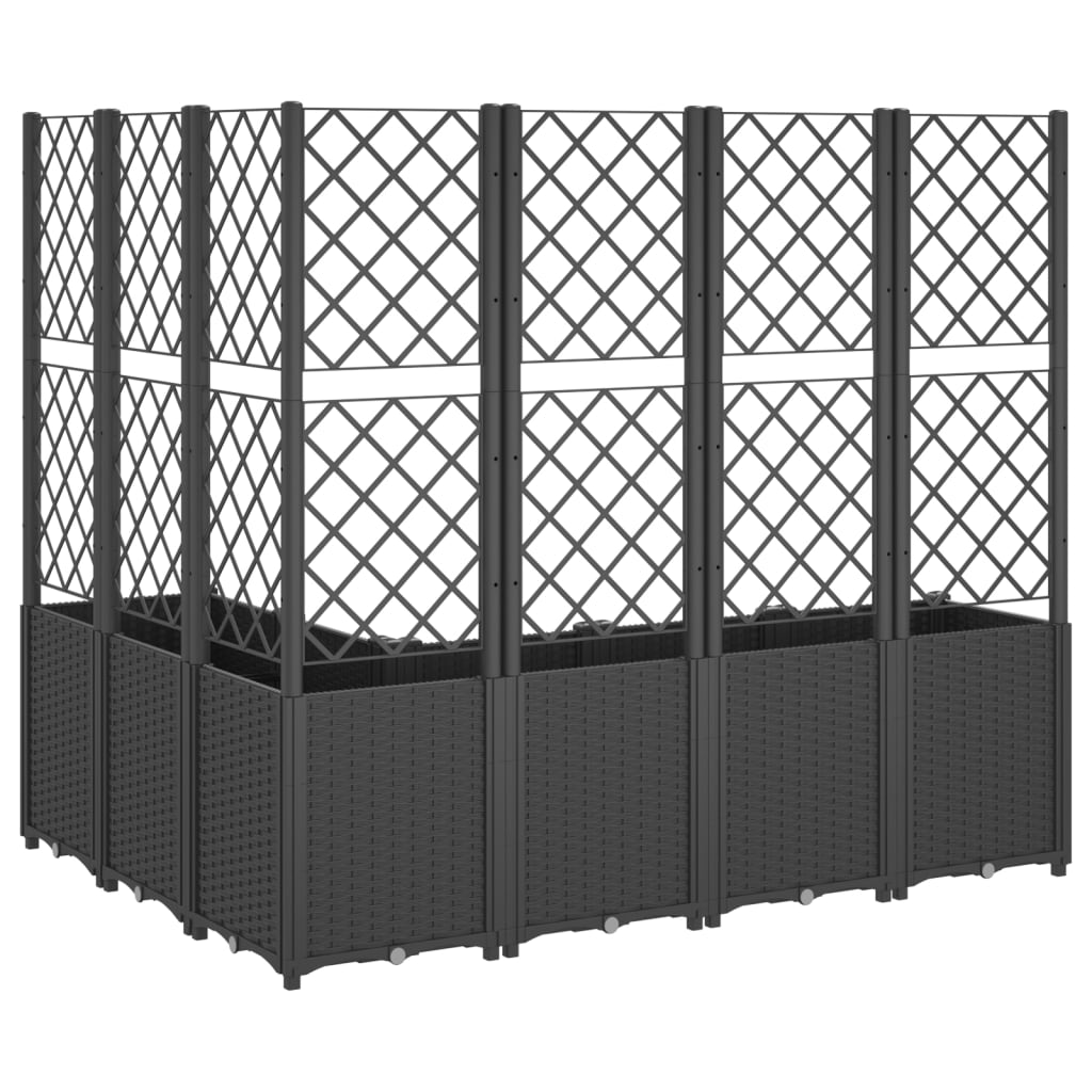 Garden Planter with Trellis Black 160x120x140 cm PP