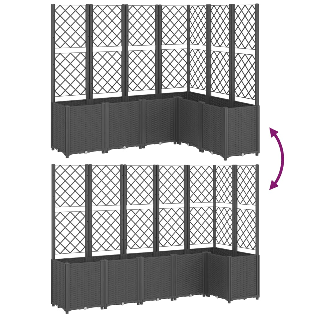 Garden Planter with Trellis Black 160x120x140 cm PP