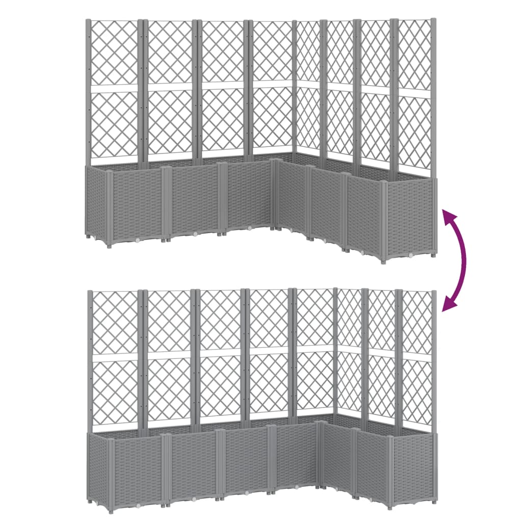 Garden Planter with Trellis Light Grey 160x160x140 cm PP