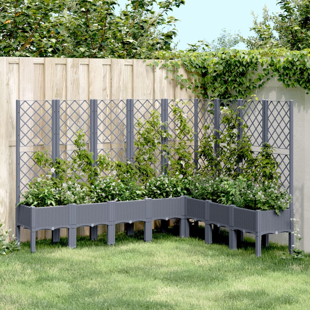 Garden Planter with Trellis Blue Grey 200x160x142 cm PP