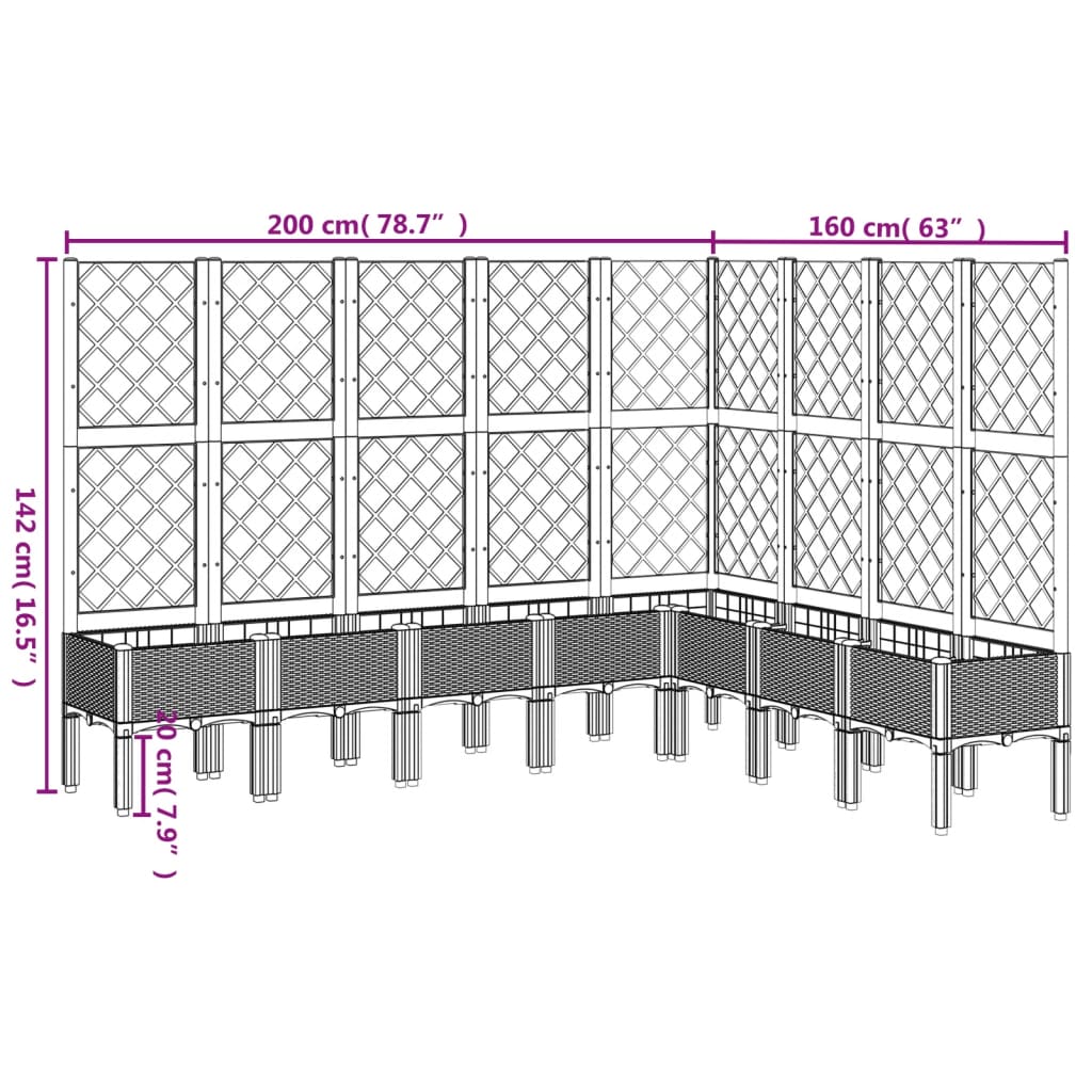 Garden Planter with Trellis White 200x160x142 cm PP