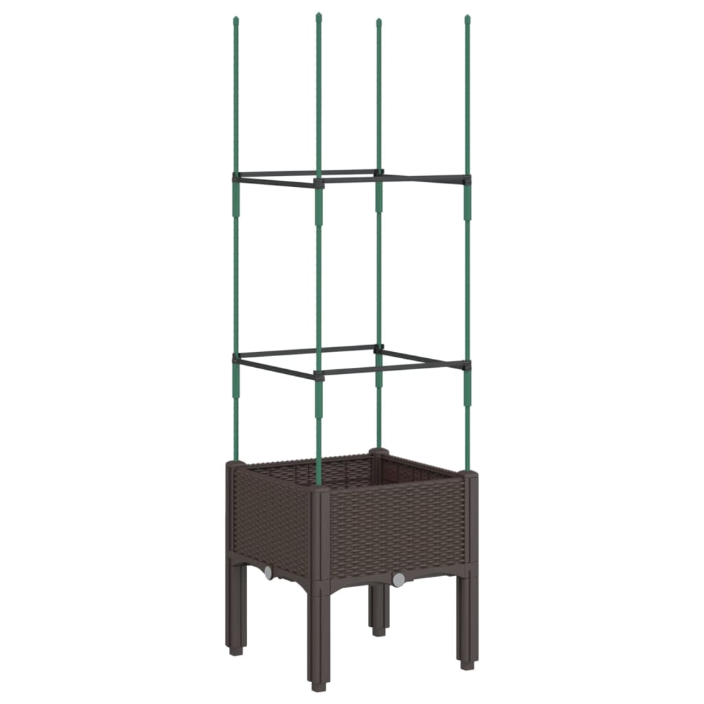 Garden Planter with Trellis Brown 40x40x142.5 cm PP