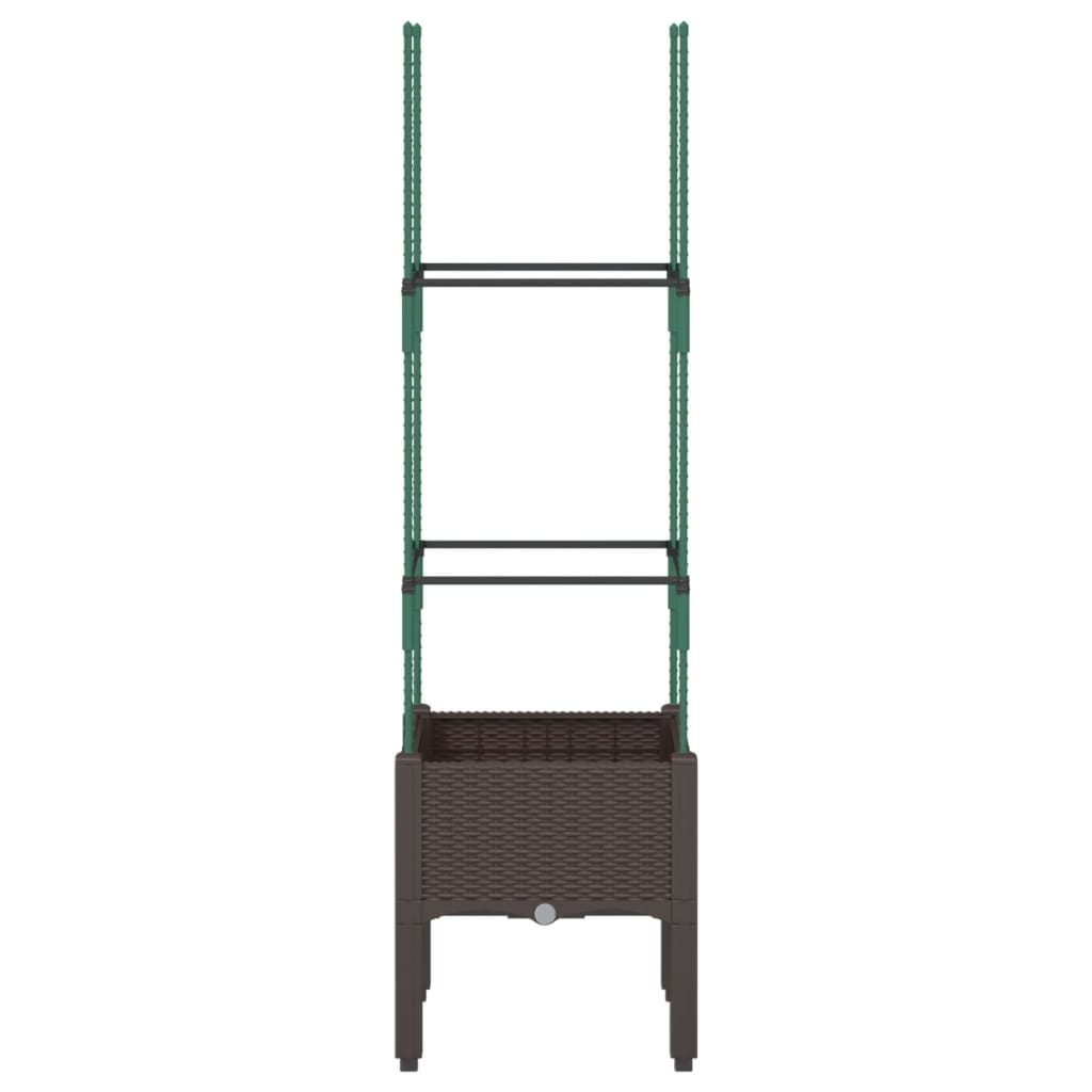 Garden Planter with Trellis Brown 40x40x142.5 cm PP