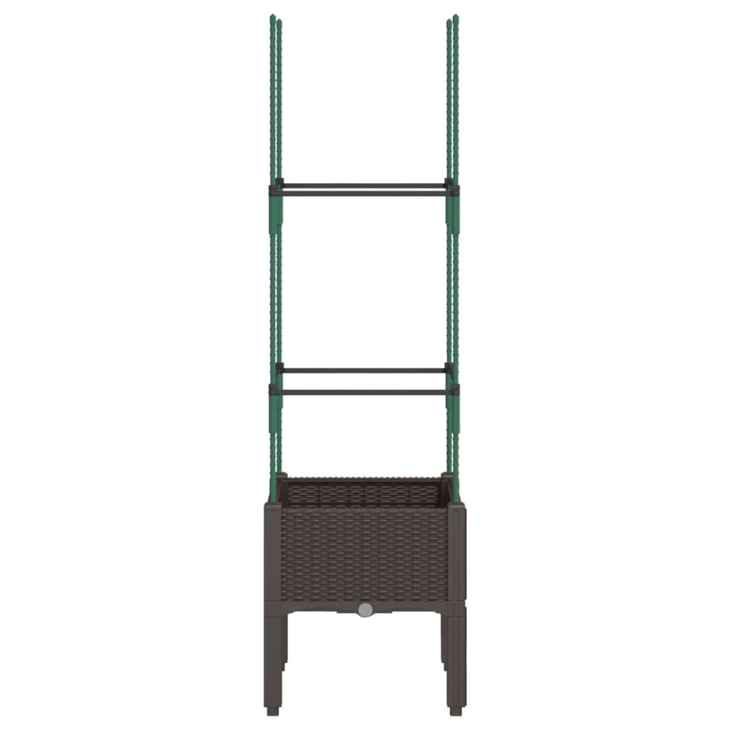 Garden Planter with Trellis Brown 40x40x142.5 cm PP