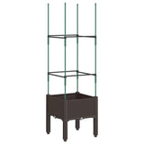 Garden Planter with Trellis Brown 40x40x142.5 cm PP