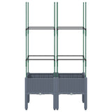 Garden Planter with Trellis Blue Grey 80x40x142.5 cm PP
