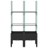 Garden Planter with Trellis Black 80x40x142.5 cm PP
