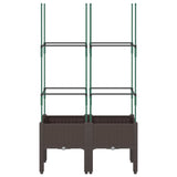 Garden Planter with Trellis Brown 80x40x142.5 cm PP