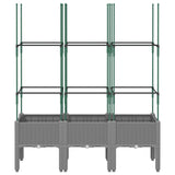 Garden Planter with Trellis Light Grey 120x40x142.5 cm PP