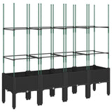 Garden Planter with Trellis Black 160x40x142.5 cm PP