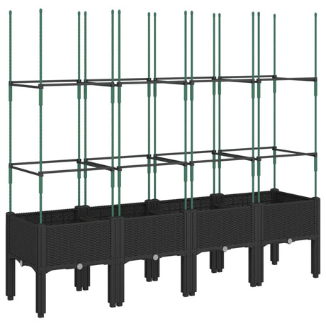 Garden Planter with Trellis Black 160x40x142.5 cm PP