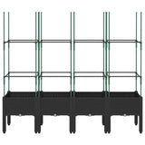 Garden Planter with Trellis Black 160x40x142.5 cm PP