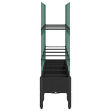 Garden Planter with Trellis Black 160x40x142.5 cm PP