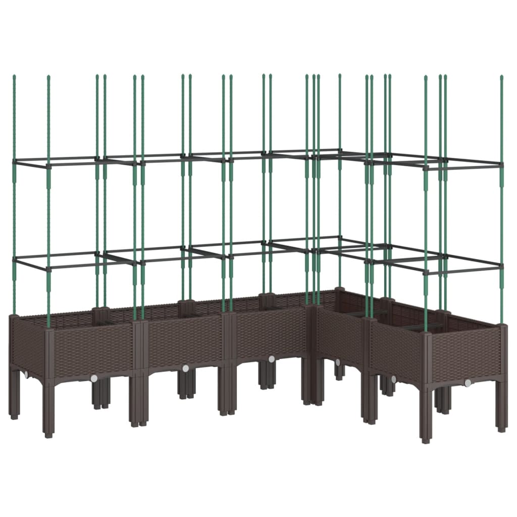 Garden Planter with Trellis Brown 160x120x142.5 cm PP