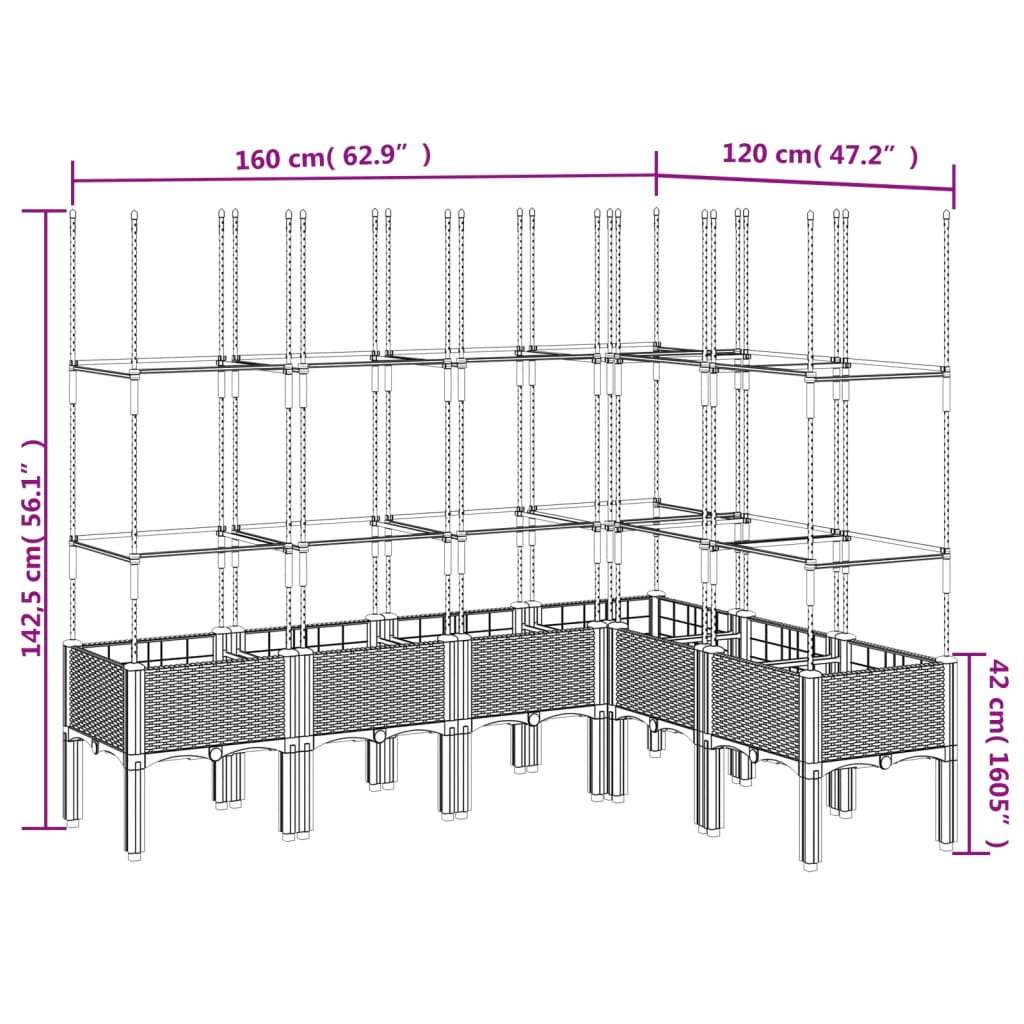 Garden Planter with Trellis Brown 160x120x142.5 cm PP