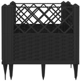 Garden Planter with Pegs Black 43.5x43.5x43.5 cm PP