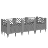 Garden Planter with Pegs Light Grey 123.5x43.5x43.5 cm PP
