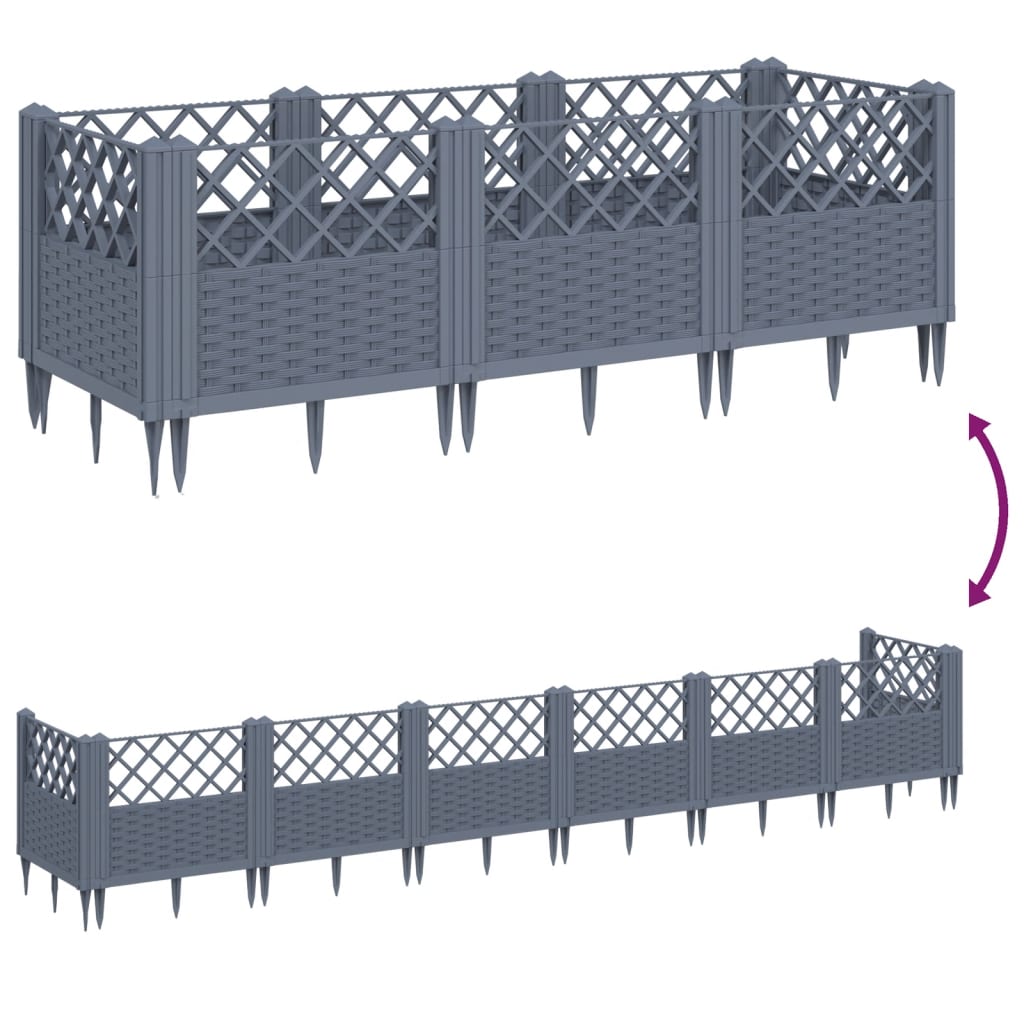 Garden Planter with Pegs Blue Grey 123.5x43.5x43.5 cm PP