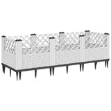 Garden Planter with Pegs White 123.5x43.5x43.5 cm PP