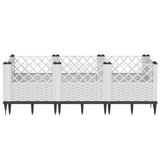 Garden Planter with Pegs White 123.5x43.5x43.5 cm PP
